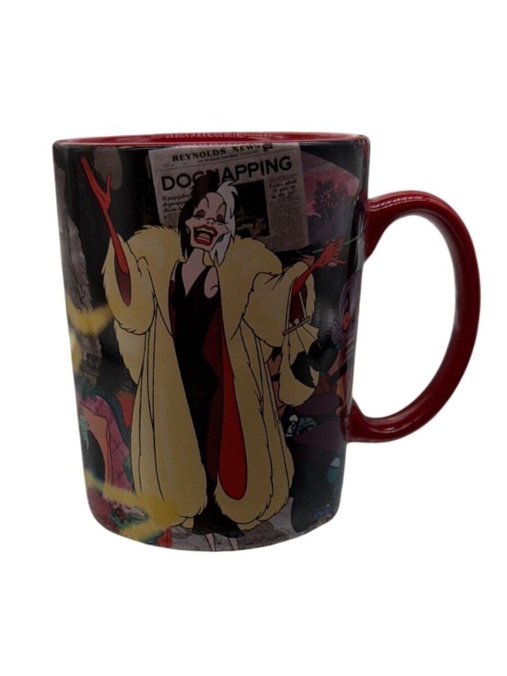 Disney Store Exclusive Cruella DeVille 101 Dalmatians Red 20oz Tea/Coffee Mug 5”